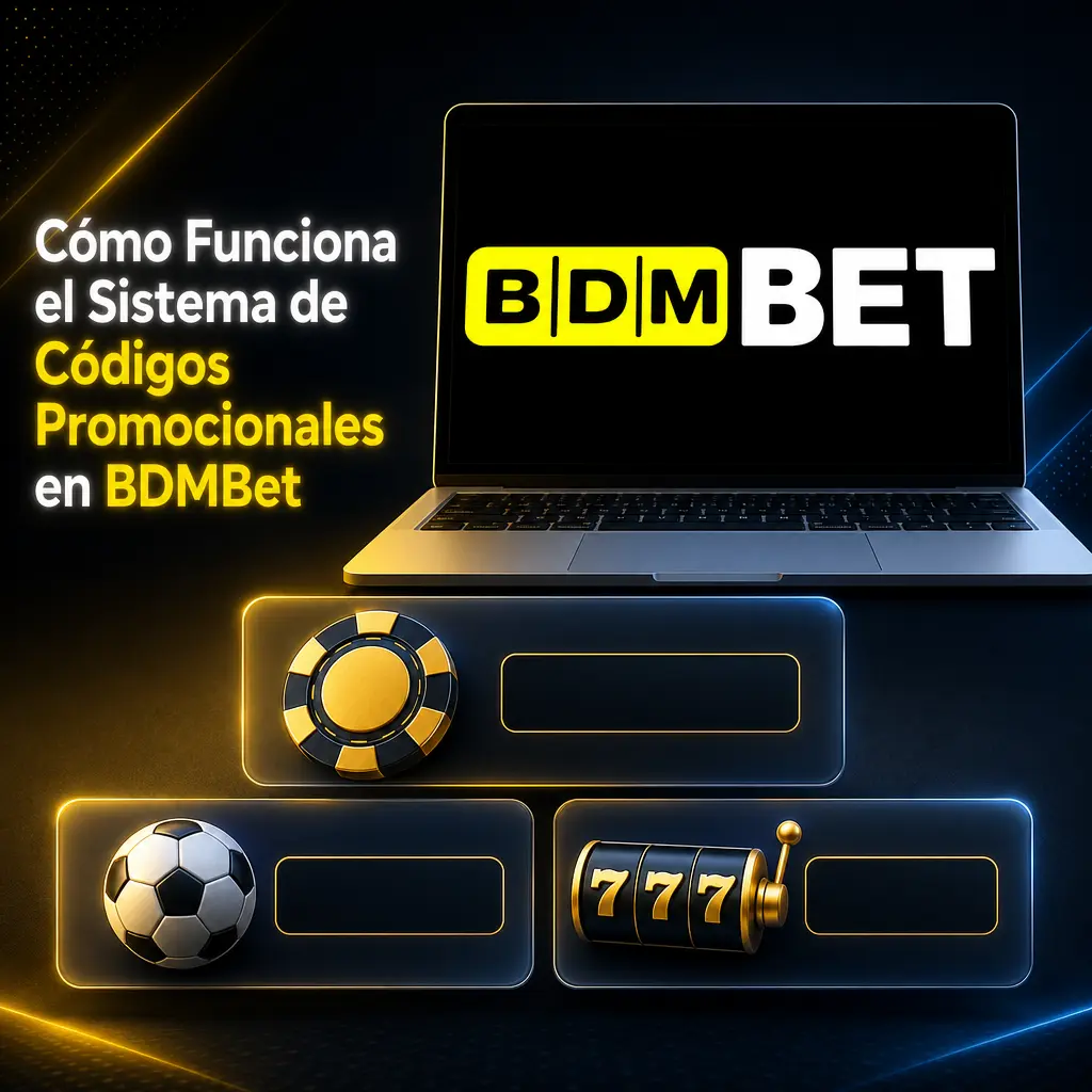 Captura de pantalla del sistema de códigos promocionales de BDMBet para canjear bonos y giros gratis
