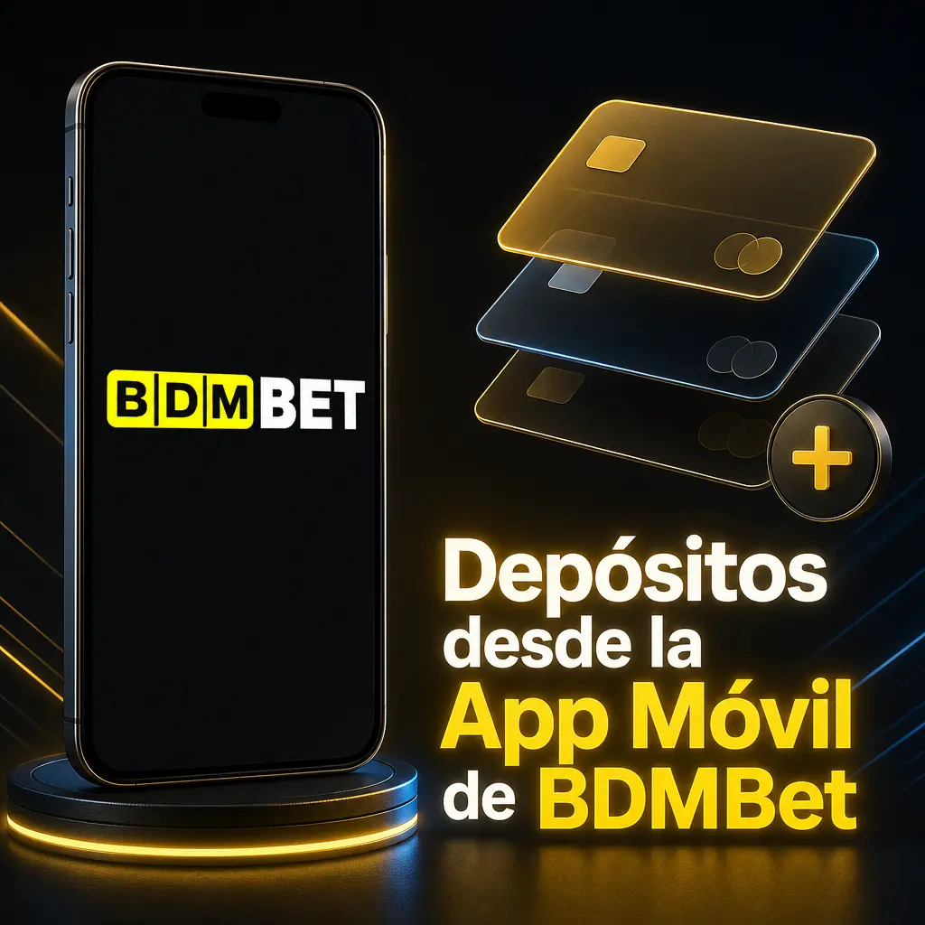 Pantalla de depósito en la app móvil de BDMBet mostrando métodos de pago disponibles para Android e iOS